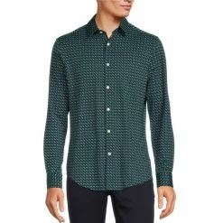 Promo 🎁 Murano Slim-Fit Star Print Performance Stretch Long-Sleeve Woven 👚 Shirt Midnight Blue ❤️ -Murano Shop unnamed file 1072