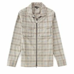 Best Pirce 😀 Murano Archive Collection Slim-Fit Lightweight Two Pocket Long-Sleeve 👚 Shirt Jacket Brown 👍