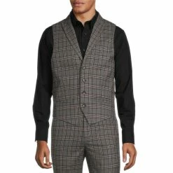 Promo 🔔 Murano Suit Separates Plaid Shawl Vest Burgundy ⭐