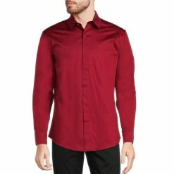 Discount ๐ Murano Classic-Fit Solid Sateen Long-Sleeve Woven ๐ Shirt Cherry ๐