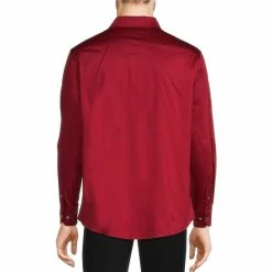 Alternative view of Discount 🔔 Murano Classic-Fit Solid Sateen Long-Sleeve Woven 👚 Shirt Cherry 👏