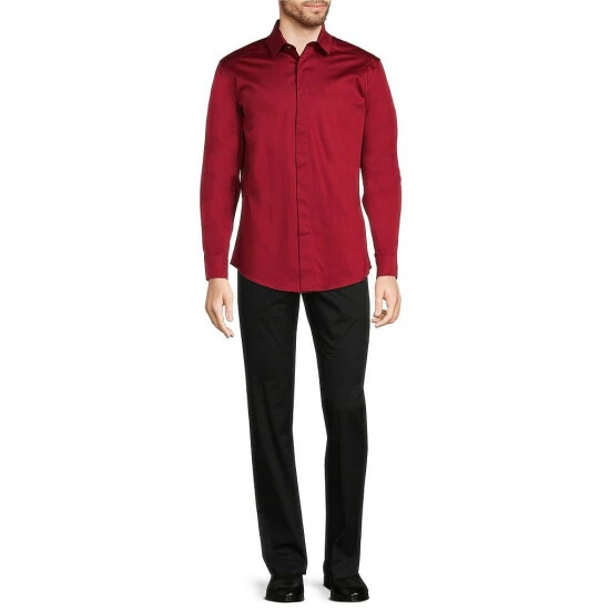 Discount ๐ Murano Classic-Fit Solid Sateen Long-Sleeve Woven ๐ Shirt Cherry ๐ 3 Discount ๐ Murano Classic-Fit Solid Sateen Long-Sleeve Woven ๐ Shirt Cherry ๐ - Image 3
