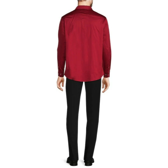 Discount ๐ Murano Classic-Fit Solid Sateen Long-Sleeve Woven ๐ Shirt Cherry ๐ 4 Discount ๐ Murano Classic-Fit Solid Sateen Long-Sleeve Woven ๐ Shirt Cherry ๐ - Image 4