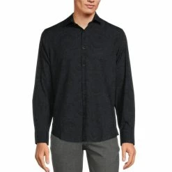 Cheap ๐ฏ Murano Slim-Fit Paisley Print Performance Stretch Long-Sleeve Woven ๐ Shirt Black ๐