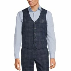 Discount 💯 Murano 5-Button Plaid Vest Navy 🤩