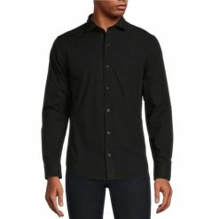 Brand new 🔥 Murano Electric Jungle Collection Slim-Fit Solid Long-Sleeve Embossed Woven 👚 Shirt Black 😍