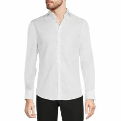 Budget 👍 Murano Collezione Slim-Fit Solid Long-Sleeve Woven 👚 Shirt White 😀 -Murano Shop unnamed file 1217