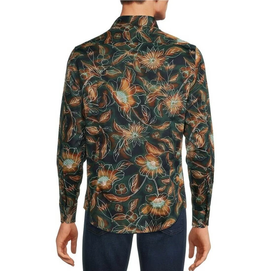 Budget β¨ Murano Electric Jungle Collection Slim-Fit Neon Floral Print Long-Sleeve Woven π Shirt Dark Navy π₯° 2 Budget β¨ Murano Electric Jungle Collection Slim-Fit Neon Floral Print Long-Sleeve Woven π Shirt Dark Navy π₯° - Image 2