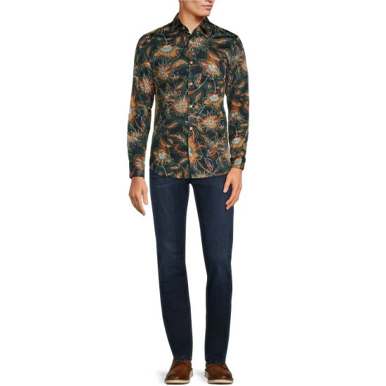Budget β¨ Murano Electric Jungle Collection Slim-Fit Neon Floral Print Long-Sleeve Woven π Shirt Dark Navy π₯° 3 Budget β¨ Murano Electric Jungle Collection Slim-Fit Neon Floral Print Long-Sleeve Woven π Shirt Dark Navy π₯° - Image 3
