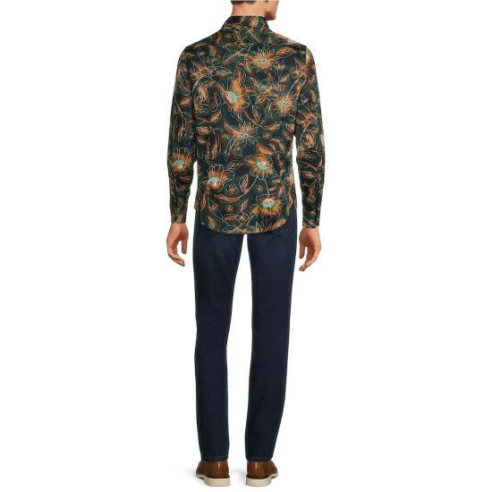 Budget β¨ Murano Electric Jungle Collection Slim-Fit Neon Floral Print Long-Sleeve Woven π Shirt Dark Navy π₯° 4 Budget β¨ Murano Electric Jungle Collection Slim-Fit Neon Floral Print Long-Sleeve Woven π Shirt Dark Navy π₯° - Image 4