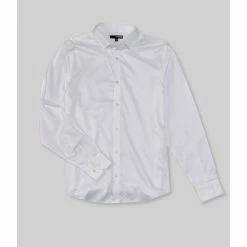 Flash Sale โ๏ธ Murano Archive Collection Slim-Fit Tossed Grid Jacquard Long-Sleeve Woven ๐ Shirt White ๐