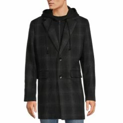 Promo 🛒 Murano Plaid Wool 🧥 Coat Charcoal 💯