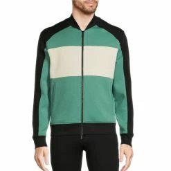 Best Sale 🔔 Murano Liquid Luxury Slim-Fit Color Block Full-Zip Jacket Black/green 😍