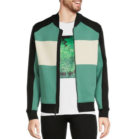 Best Sale ๐ Murano Liquid Luxury Slim-Fit Color Block Full-Zip Jacket Black/green ๐ 3 Best Sale ๐ Murano Liquid Luxury Slim-Fit Color Block Full-Zip Jacket Black/green ๐ - Image 3