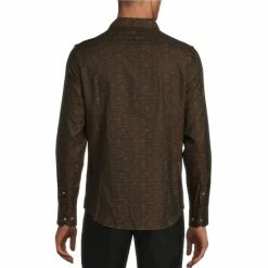 Alternative view of Hot Sale ❤️ Murano Big & Tall Electric Jungle Collection Slim Fit Eye Jacquard Long-Sleeve Woven 👕 Shirt Black 🎉