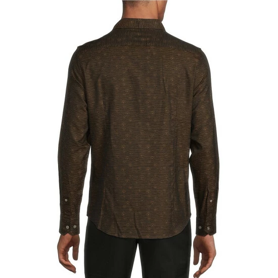 Hot Sale โค๏ธ Murano Big & Tall Electric Jungle Collection Slim Fit Eye Jacquard Long-Sleeve Woven ๐ Shirt Black ๐ 2 Hot Sale โค๏ธ Murano Big & Tall Electric Jungle Collection Slim Fit Eye Jacquard Long-Sleeve Woven ๐ Shirt Black ๐ - Image 2