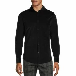 Budget ✔️ Murano Intergalactic Collection Slim-Fit Solid Long-Sleeve Corduroy 👚 Shirt Black 😉