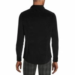 Alternative view of Budget ✔️ Murano Intergalactic Collection Slim-Fit Solid Long-Sleeve Corduroy 👚 Shirt Black 😉