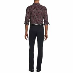 Promo 👏 Murano Archive Collection Slim-Fit Tossed Grid Print Long-Sleeve Woven 👕 Shirt Dark Navy 👏 -Murano Shop unnamed file 1295