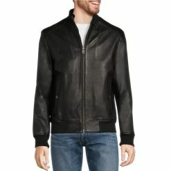 Budget ✨ Murano Textured Leather Bomber Jacket Black 🎉