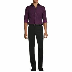 Brand new ⭐ Murano Non-Iron Slim Fit Spread Collar Leaf Print Poplin 👗 Dress 👚 Shirt Navy/megenta 🌟 -Murano Shop unnamed file 1340