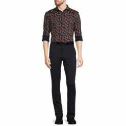 Flash Sale 🤩 Murano Archive Collection Liquid Luxury Slim-Fit Puzzle Cube Printed Long-Sleeve 🧥 Coatfront 👕 Shirt Dark Navy ❤️ -Murano Shop unnamed file 1343