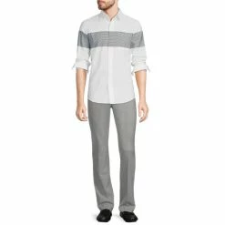 Best reviews of ❤️ Murano Archive Collection Slim-Fit Placed Chest Stripe Long-Sleeve Woven 👕 Shirt White ✨ -Murano Shop unnamed file 1347