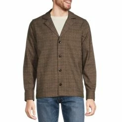 Buy 😀 Murano Intergalactic Collection Slim-Fit Plaid 👕 Shirt Jacket Brown ⭐