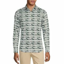 Hot Sale ❤️ Murano Electric Jungle Collection Slim-Fit Zipper Print Long-Sleeve Woven 👕 Shirt White Multi ❤️