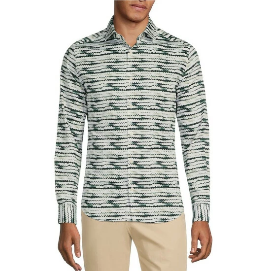 Hot Sale ❤️ Murano Electric Jungle Collection Slim-Fit Zipper Print Long-Sleeve Woven 👕 Shirt White Multi ❤️ 1 Hot Sale ❤️ Murano Electric Jungle Collection Slim-Fit Zipper Print Long-Sleeve Woven 👕 Shirt White Multi ❤️