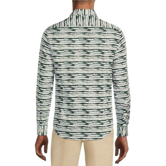 Hot Sale ❤️ Murano Electric Jungle Collection Slim-Fit Zipper Print Long-Sleeve Woven 👕 Shirt White Multi ❤️ 2 Hot Sale ❤️ Murano Electric Jungle Collection Slim-Fit Zipper Print Long-Sleeve Woven 👕 Shirt White Multi ❤️ - Image 2