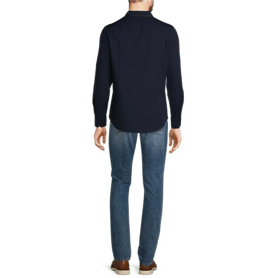 Budget π Murano Electric Jungle Collection Slim-Fit Solid Long-Sleeve Heat Seal Woven π Shirt Dark Navy π 4 Budget π Murano Electric Jungle Collection Slim-Fit Solid Long-Sleeve Heat Seal Woven π Shirt Dark Navy π - Image 4