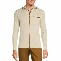 New 🎁 Murano Intergalactic Collection Slim-Fit Long-Sleeve Jacquard Tipped 🧥 Coatfront 👚 Shirt Dark Copper 🎉 -Murano Shop unnamed file 1387