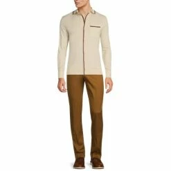 New 🎁 Murano Intergalactic Collection Slim-Fit Long-Sleeve Jacquard Tipped 🧥 Coatfront 👚 Shirt Dark Copper 🎉 -Murano Shop unnamed file 1389