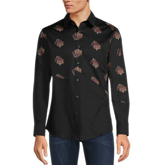 Cheapest 🎉 Murano Sateen Mermaid Pieced Print Long-Sleeve Woven 👕 Shirt Black ❤️ 1 Cheapest 🎉 Murano Sateen Mermaid Pieced Print Long-Sleeve Woven 👕 Shirt Black ❤️