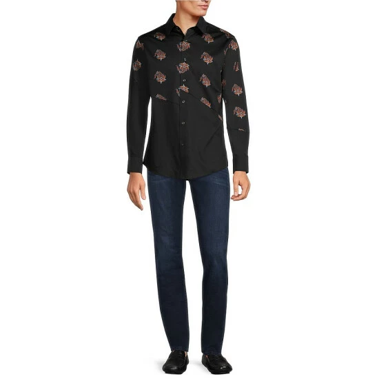 Cheapest 🎉 Murano Sateen Mermaid Pieced Print Long-Sleeve Woven 👕 Shirt Black ❤️ 3 Cheapest 🎉 Murano Sateen Mermaid Pieced Print Long-Sleeve Woven 👕 Shirt Black ❤️ - Image 3