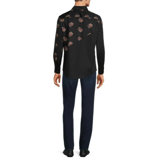 Cheapest 🎉 Murano Sateen Mermaid Pieced Print Long-Sleeve Woven 👕 Shirt Black ❤️ 4 Cheapest 🎉 Murano Sateen Mermaid Pieced Print Long-Sleeve Woven 👕 Shirt Black ❤️ - Image 4
