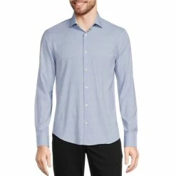 Top 10 🔔 Murano Slim-Fit Zigzag Print Performance Stretch Long-Sleeve Woven 👕 Shirt Blue 👏