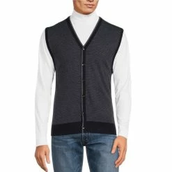 New 💯 Murano Archive Collection Stripe Vest Cardigan Sweater Dark Navy ⭐