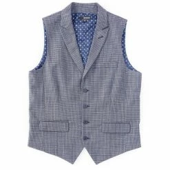 Budget 🧨 Murano Plaid Shawl Vest Navy 🥰