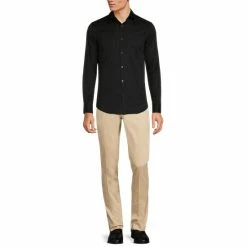 Top 10 👏 Murano Intergalactic Collection Slim-Fit Geode Jacquard Long-Sleeve Woven 👕 Shirt Black 🧨 -Murano Shop unnamed file 1449