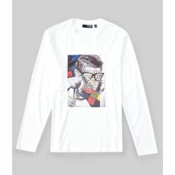 Best Sale ❤️ Murano Archive Collection Liquid Luxury Slim-Fit Printed Patch Long-Sleeve Tee White ✔️