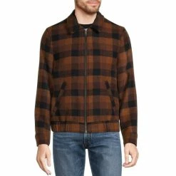 Hot Sale 💯 Murano Plaid Woolblend Bomber Jacket Brown Multi 🔔