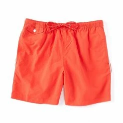 Coupon ❤️ Murano Solid 6#double; Inseam Swim Trunks Red Orange 🔥