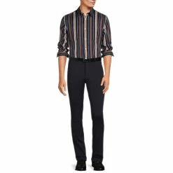 Top 10 🔔 Murano Archive Collection Slim-Fit Two Pocket Stripe Long-Sleeve Woven 👕 Shirt Dark Navy ❤️ -Murano Shop unnamed file 1501