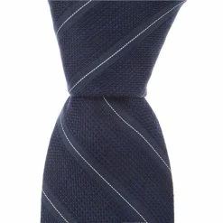 Cheapest 🤩 Murano Thin Texture Stripe Narrow 2 3/4#double; Silk Tie Navy 🎉