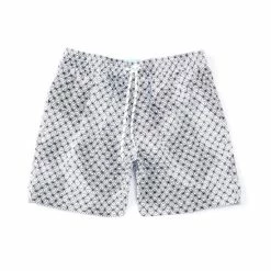 Coupon 😀 Murano Vintage Diamond Print 6#double; Inseam Swim Trunks White Multi 🔔