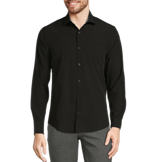 Hot Sale π₯° Murano Slim-Fit Solid Performance Stretch Long-Sleeve Woven π Shirt Navy β¨ 6 Hot Sale π₯° Murano Slim-Fit Solid Performance Stretch Long-Sleeve Woven π Shirt Navy β¨ - Image 6