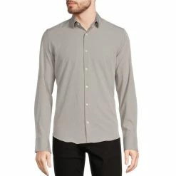 Best deal 🎁 Murano Slim-Fit Solid Performance Stretch Long-Sleeve Woven 👕 Shirt Charcoal 🧨 -Murano Shop unnamed file 295