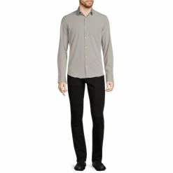 Best deal 🎁 Murano Slim-Fit Solid Performance Stretch Long-Sleeve Woven 👕 Shirt Charcoal 🧨 -Murano Shop unnamed file 297